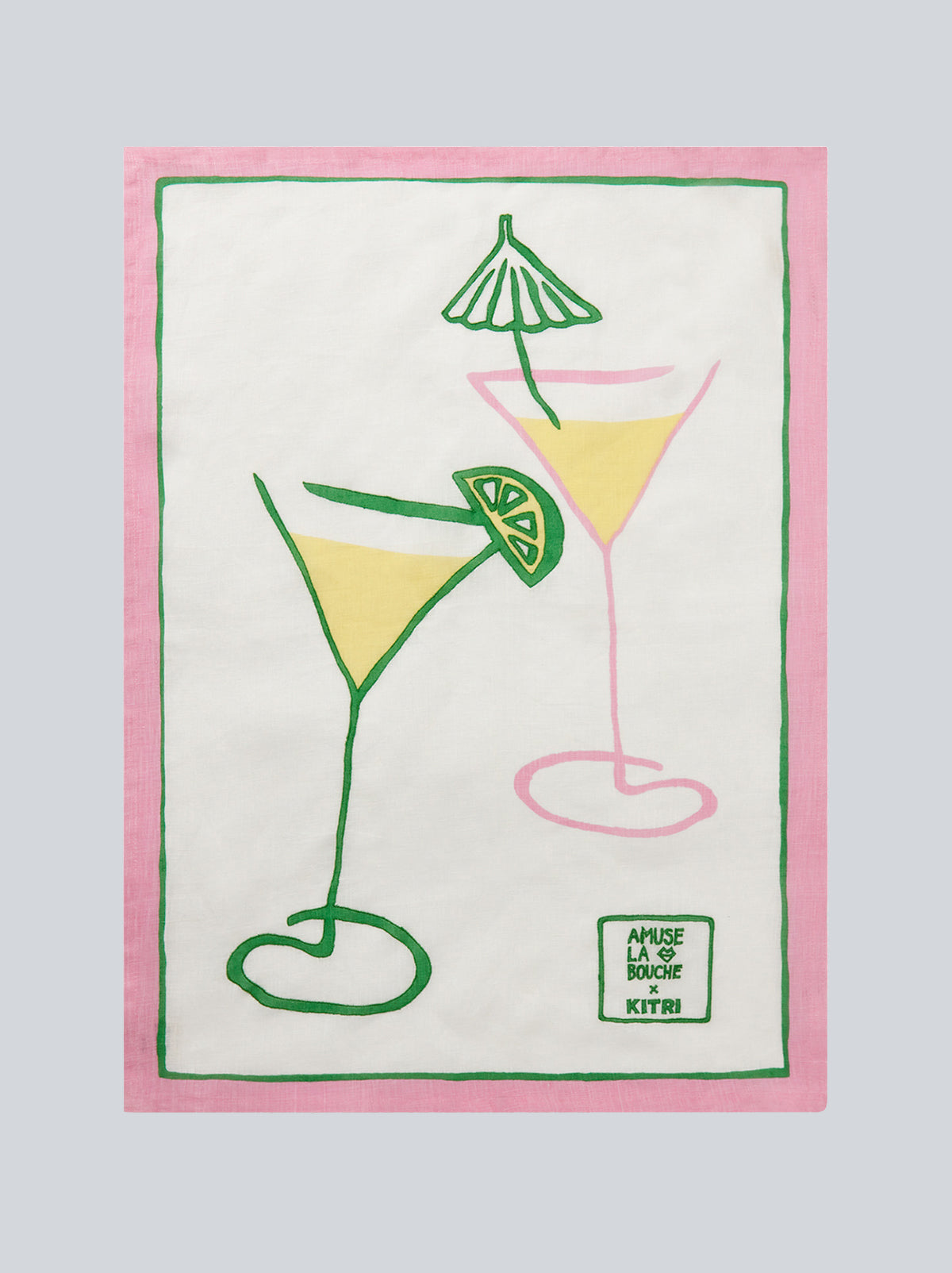 One Size / Cocktail Print / Buy ALB x KITRI Cocktail Embroidered Tea Towel By KITRI Studio