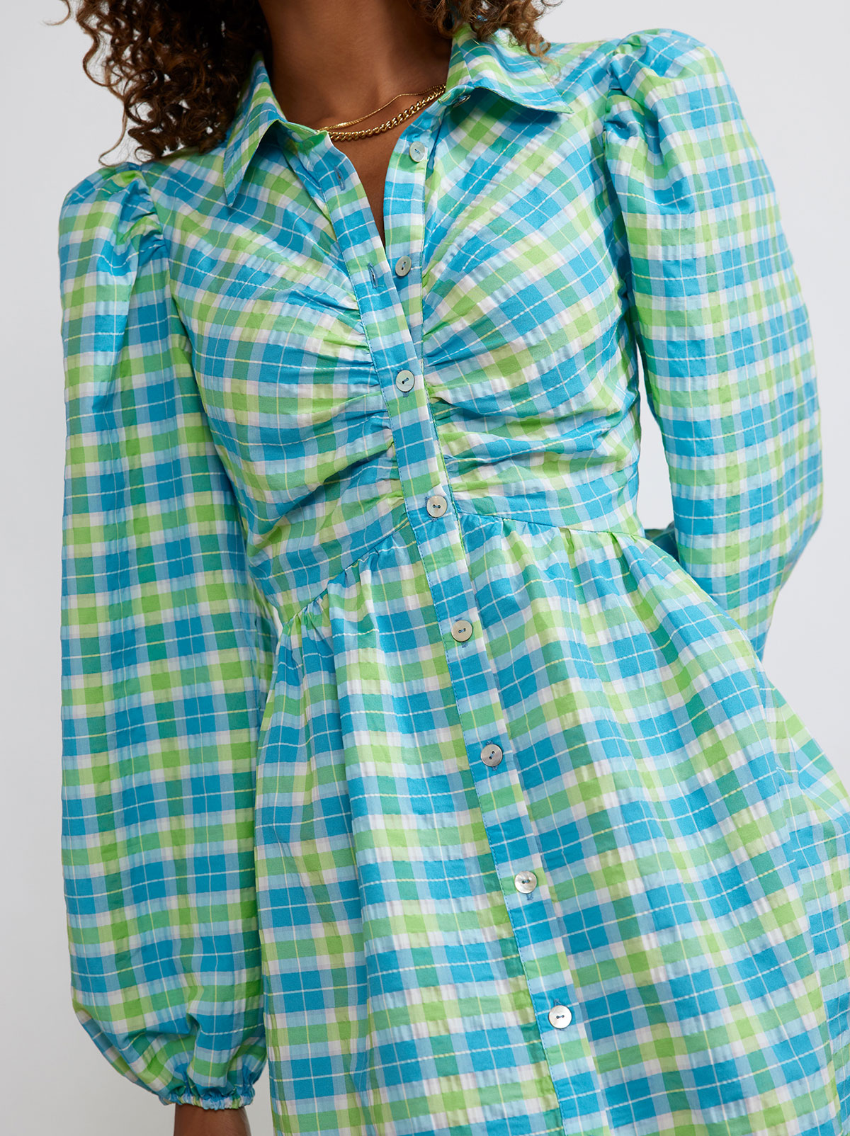 Amina Blue Seersucker Shirt Dress By KITRI Studio