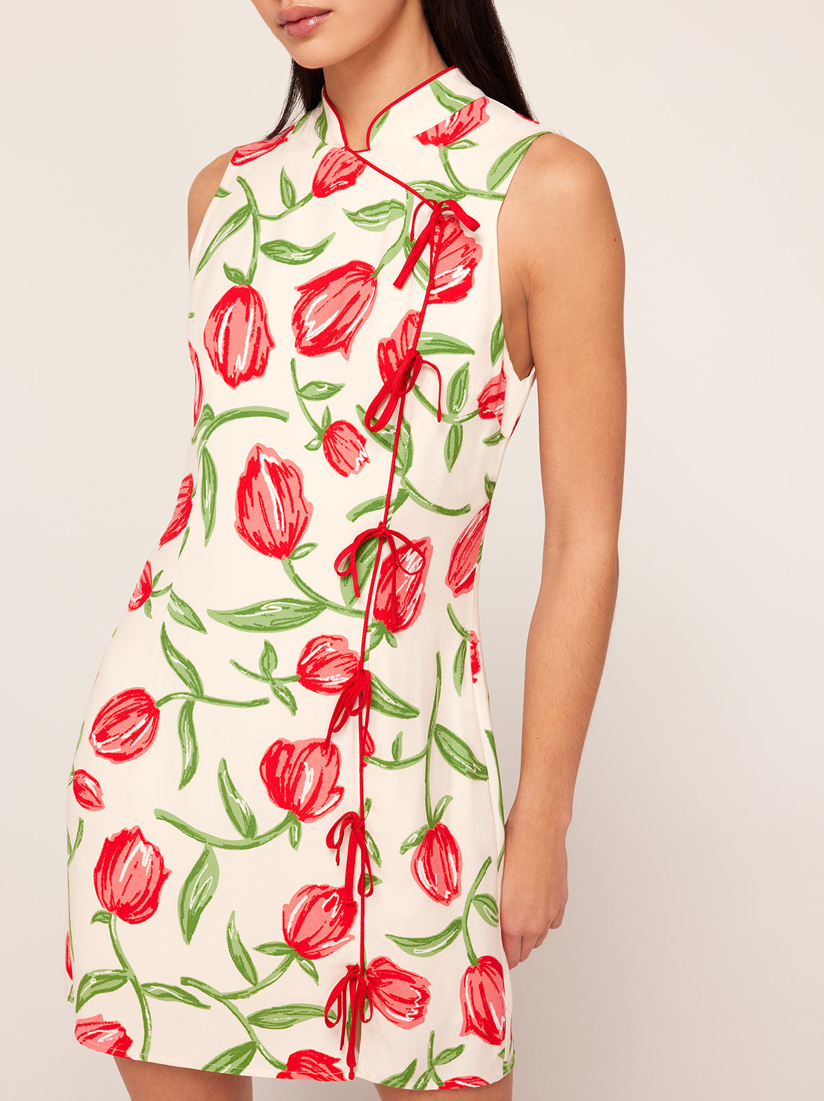 Aubrey Ivory Tulip Print Mini Dress By KITRI Studio
