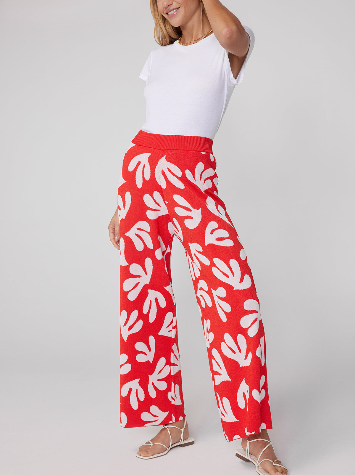 Austin Red Leaf Knit Trousers By KITRI Studio