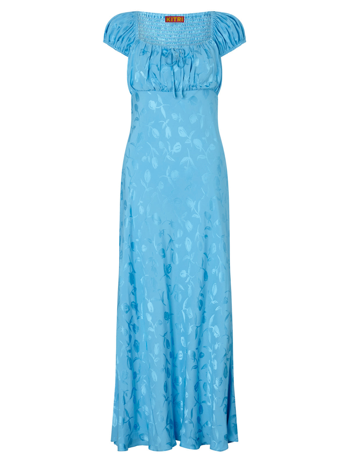 Bess Sky Blue Tulip Jacquard Maxi Dress By KITRI Studio