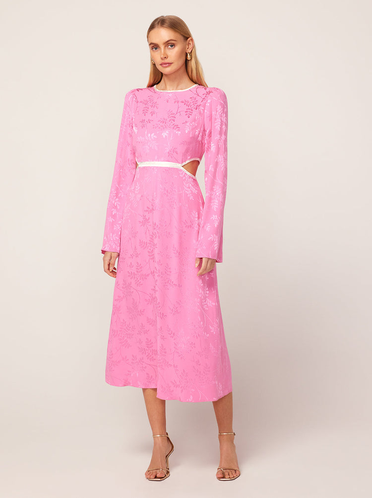 Blythe Pink Floral Jacquard Dress By KITRI Studio