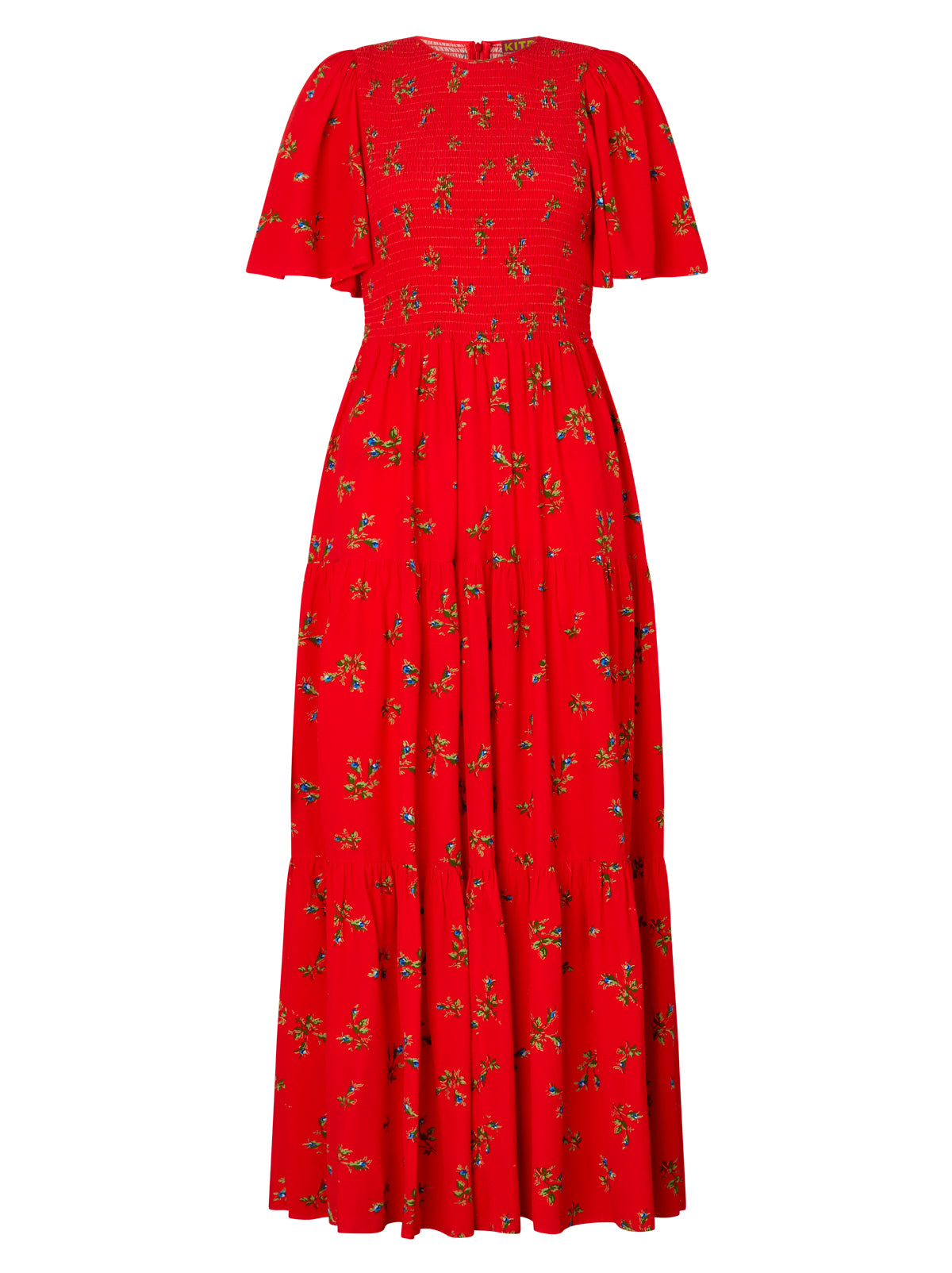 Bridget Red Rosebud Shirred Maxi Dress By KITRI Studio