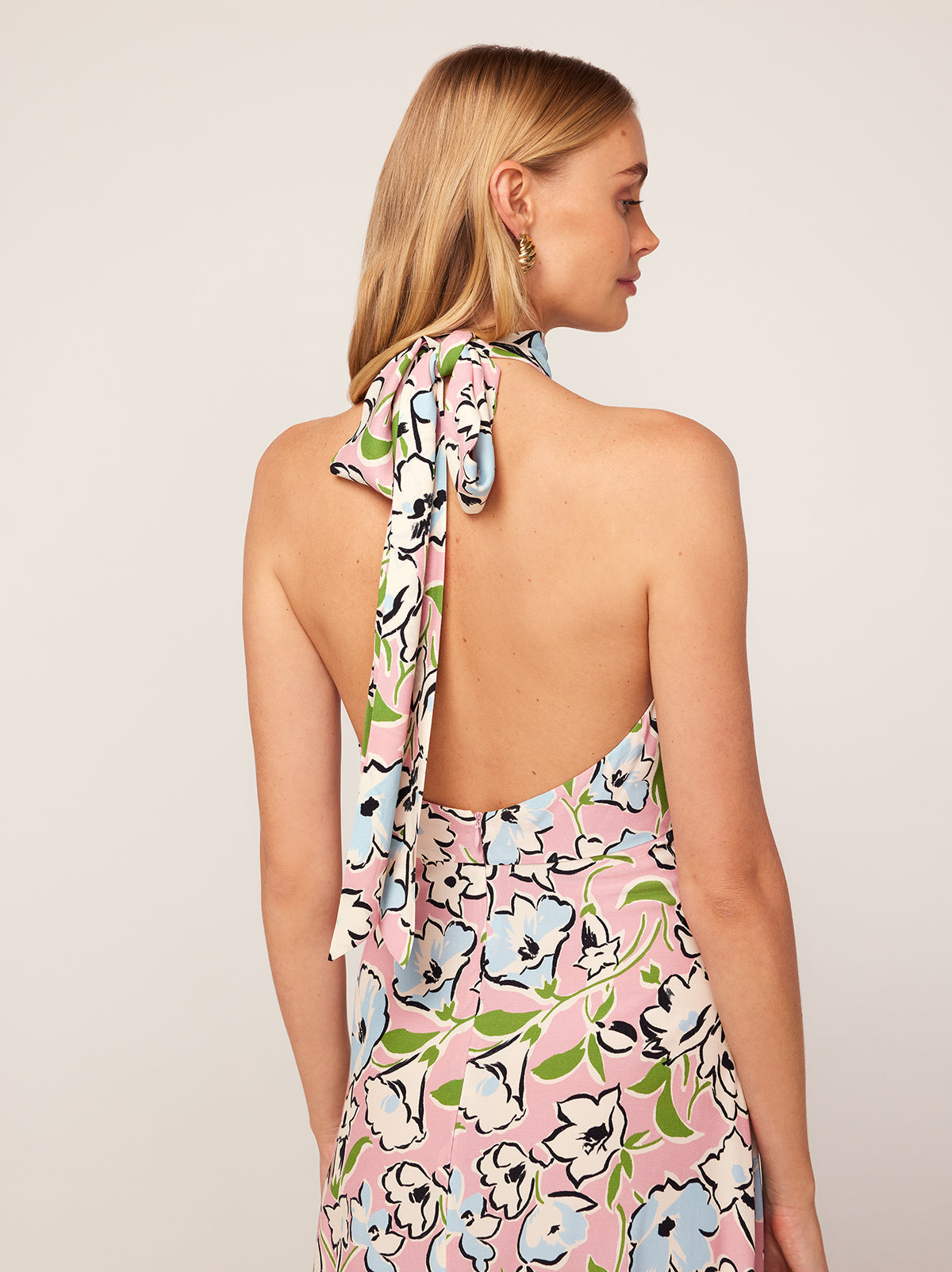 Dakota Pink Floral Print Halterneck Maxi Dress By KITRI Studio