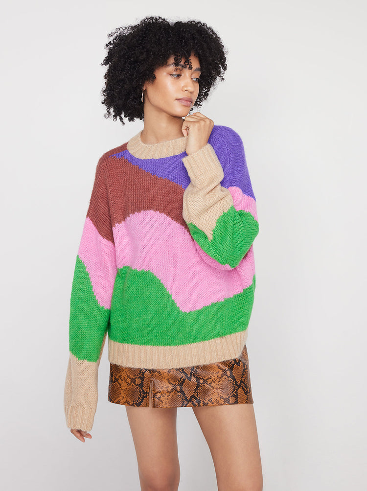 Darina Multi Stripe Intarsia Sweater By KITRI Studio