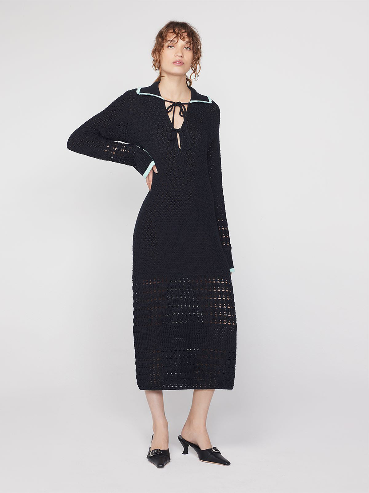 Delilah Black Crochet Knit Dress By KITRI Studio