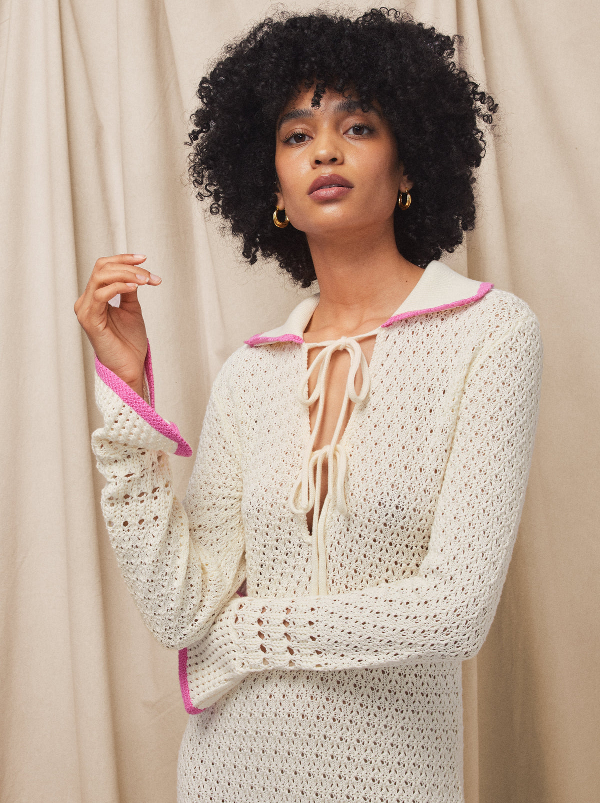 Delilah Ivory Crochet Knit Dress By KITRI Studio
