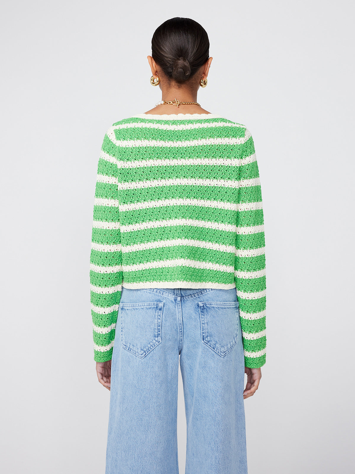 Dionne Green Stripe Knit Cardigan By KITRI Studio