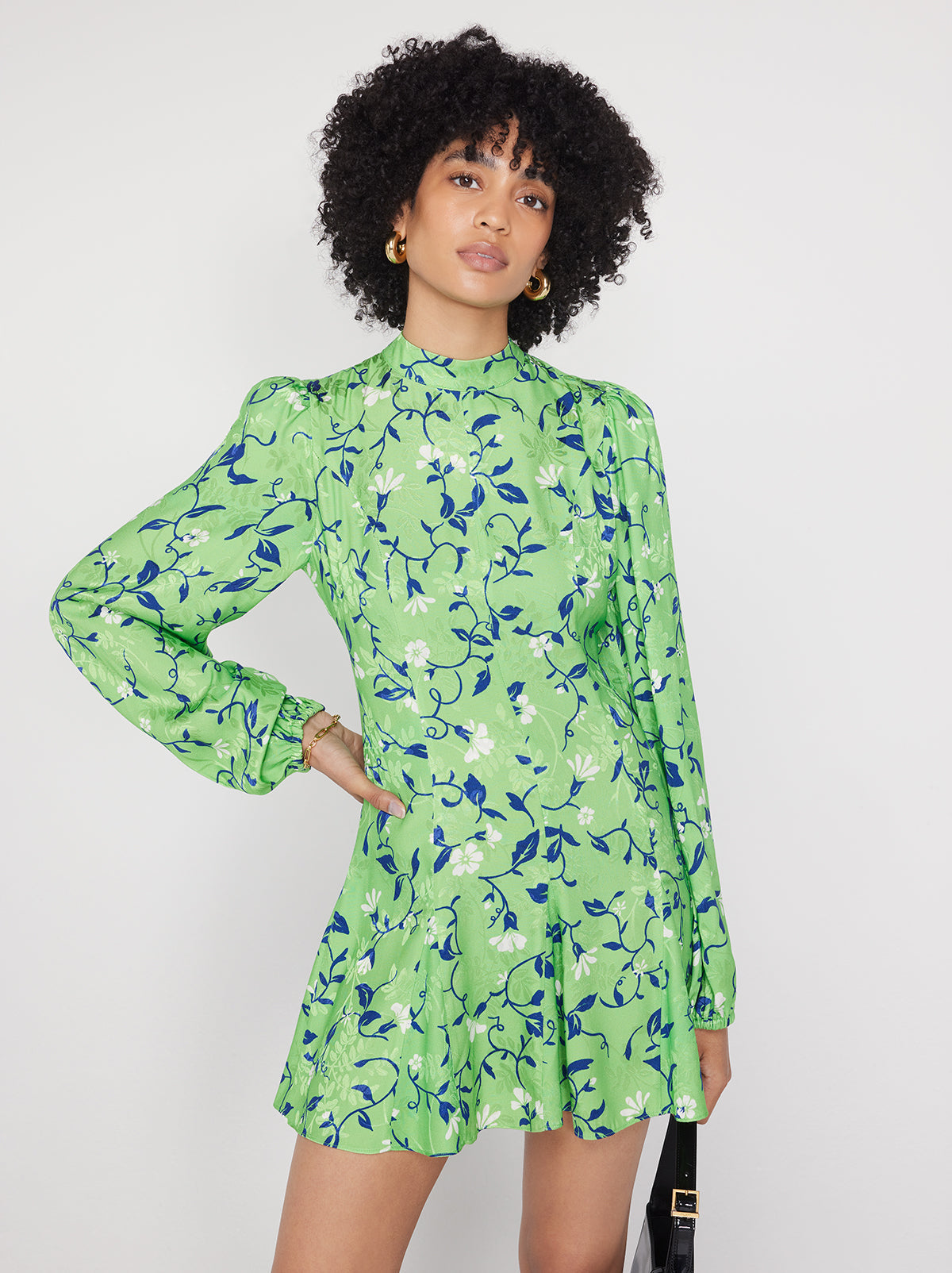 Doretta Green Vine Print Mini Dress By KITRI Studio