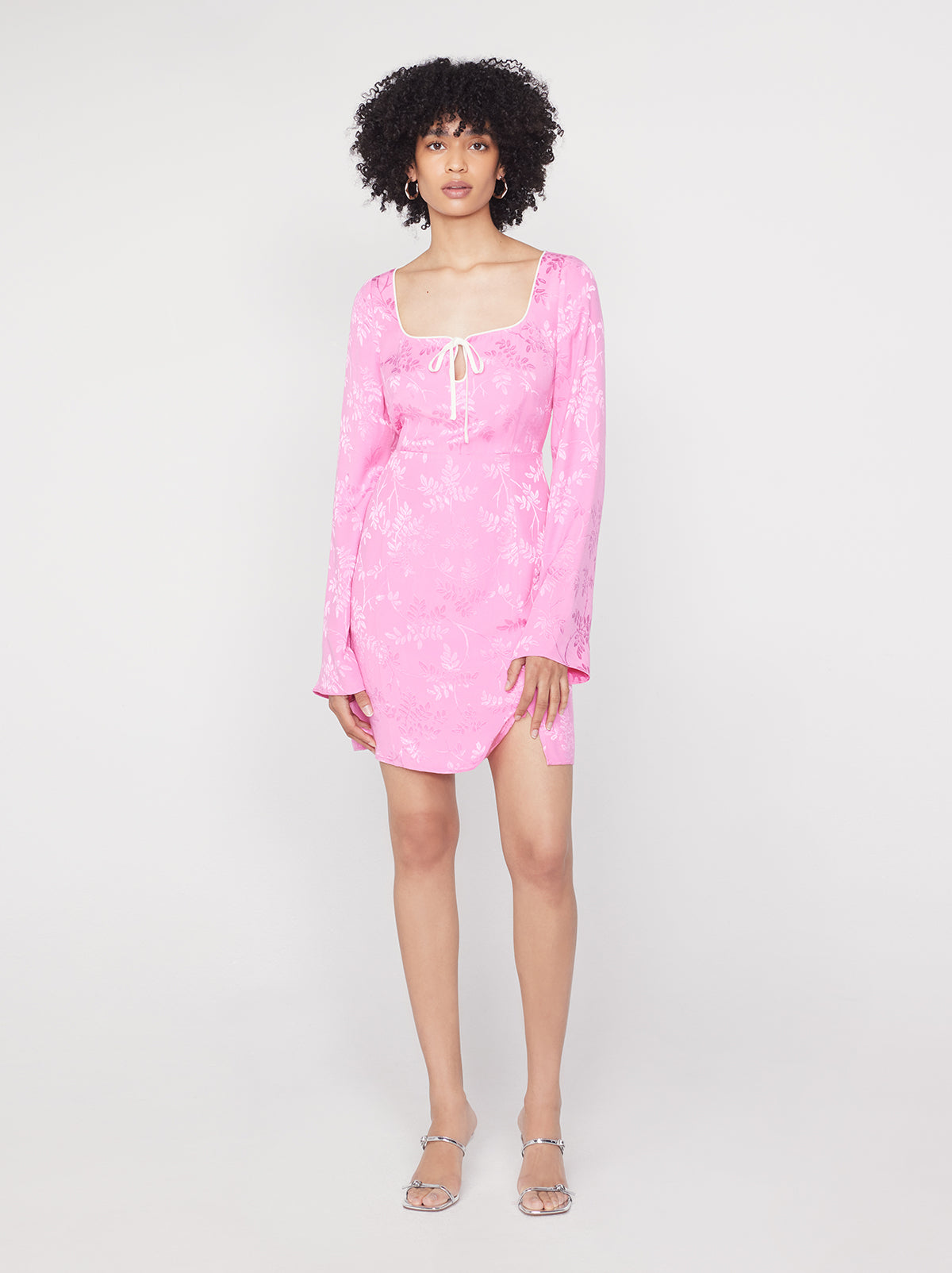 Elspeth Pink Floral Jacquard Mini Dress By KITRI Studio