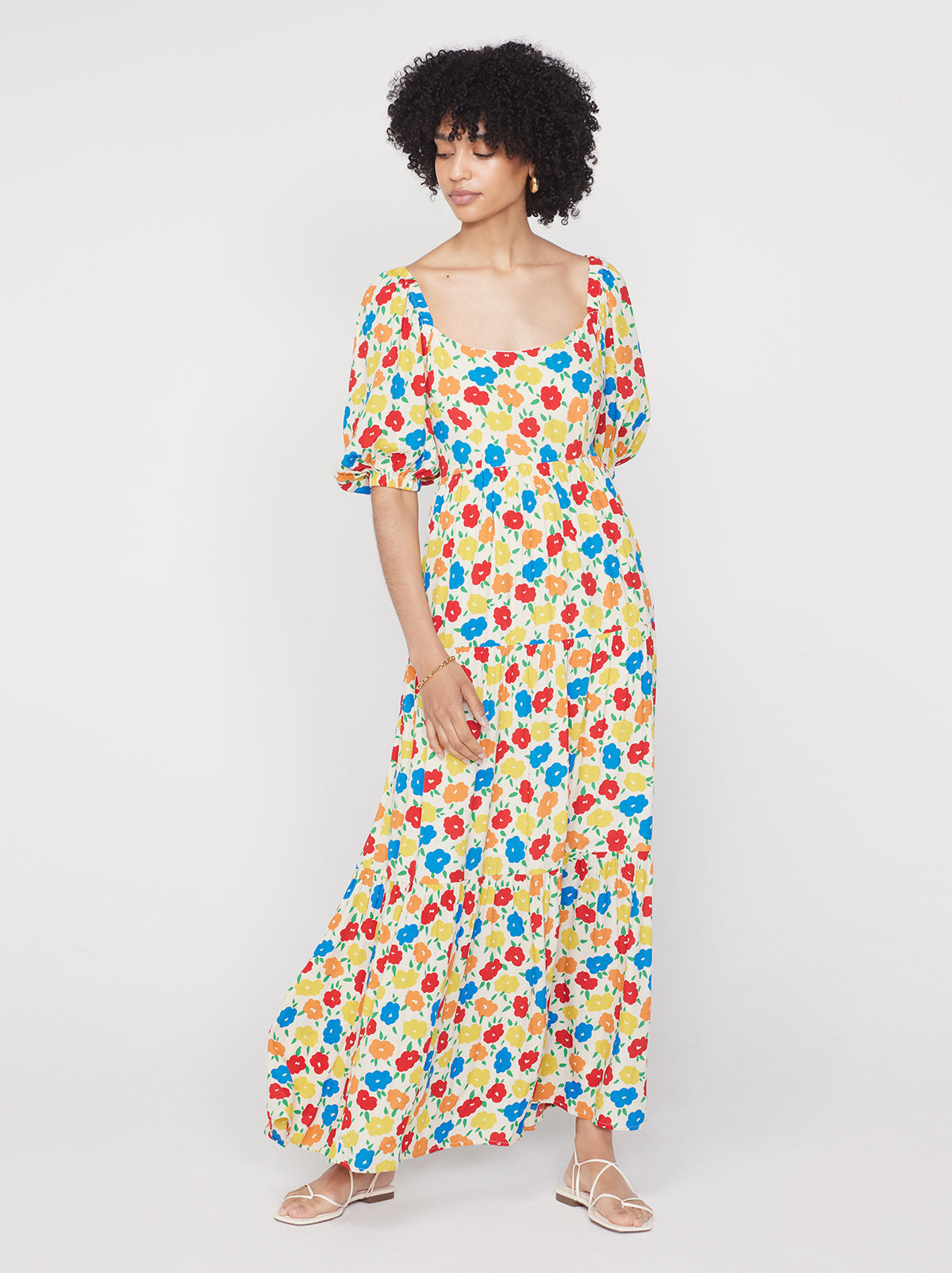 Gianna Tie Back Yellow Floral Maxi Dress By KITRI Studio