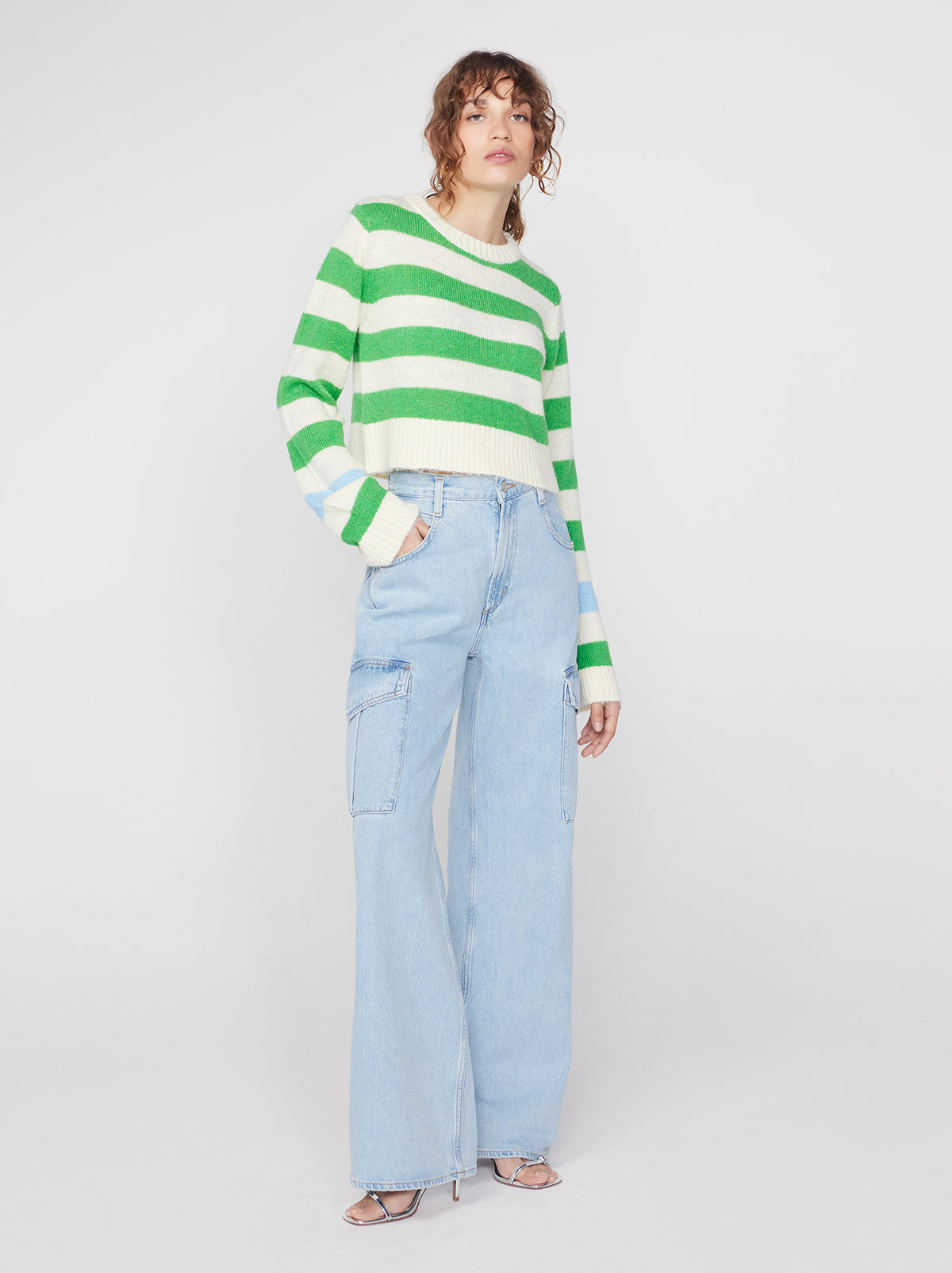 Gillian Green Stripe Intarsia Sweater By KITRI Studio