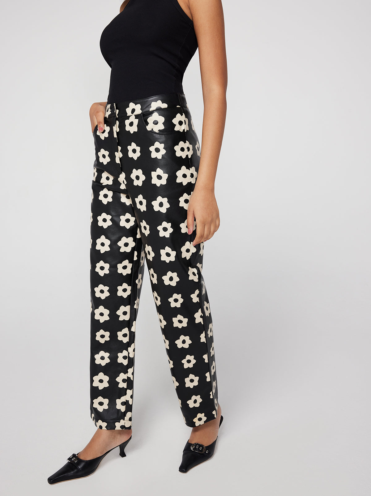 Janice Black Tiled Floral Trousers By KITRI Studio