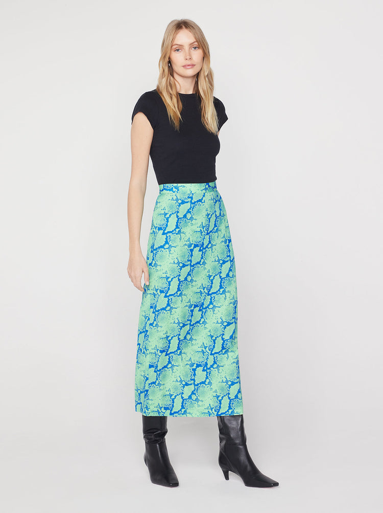 Laurel Blue Snake Print Skirt By KITRI Studio