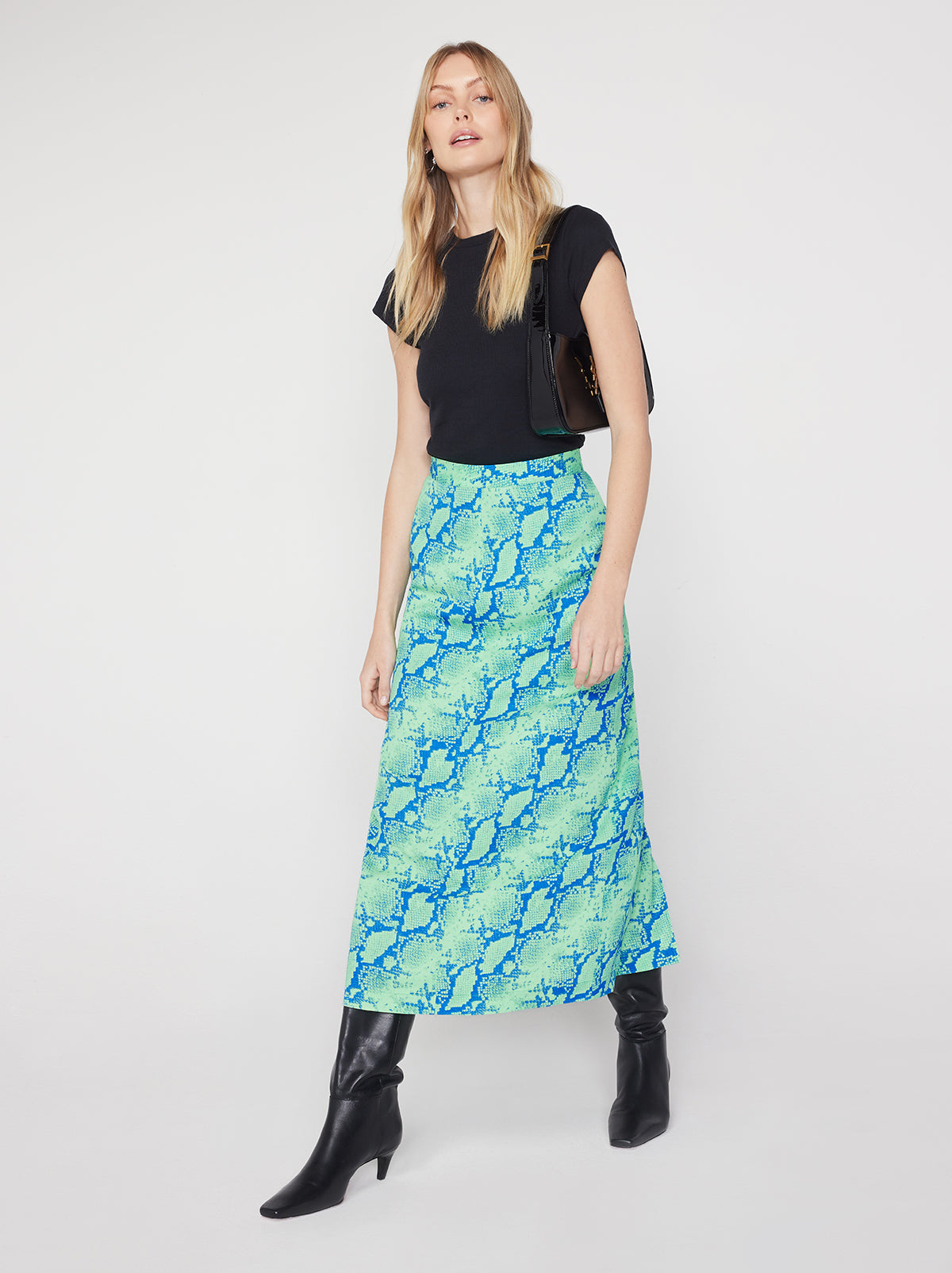 Laurel Blue Snake Print Skirt By KITRI Studio