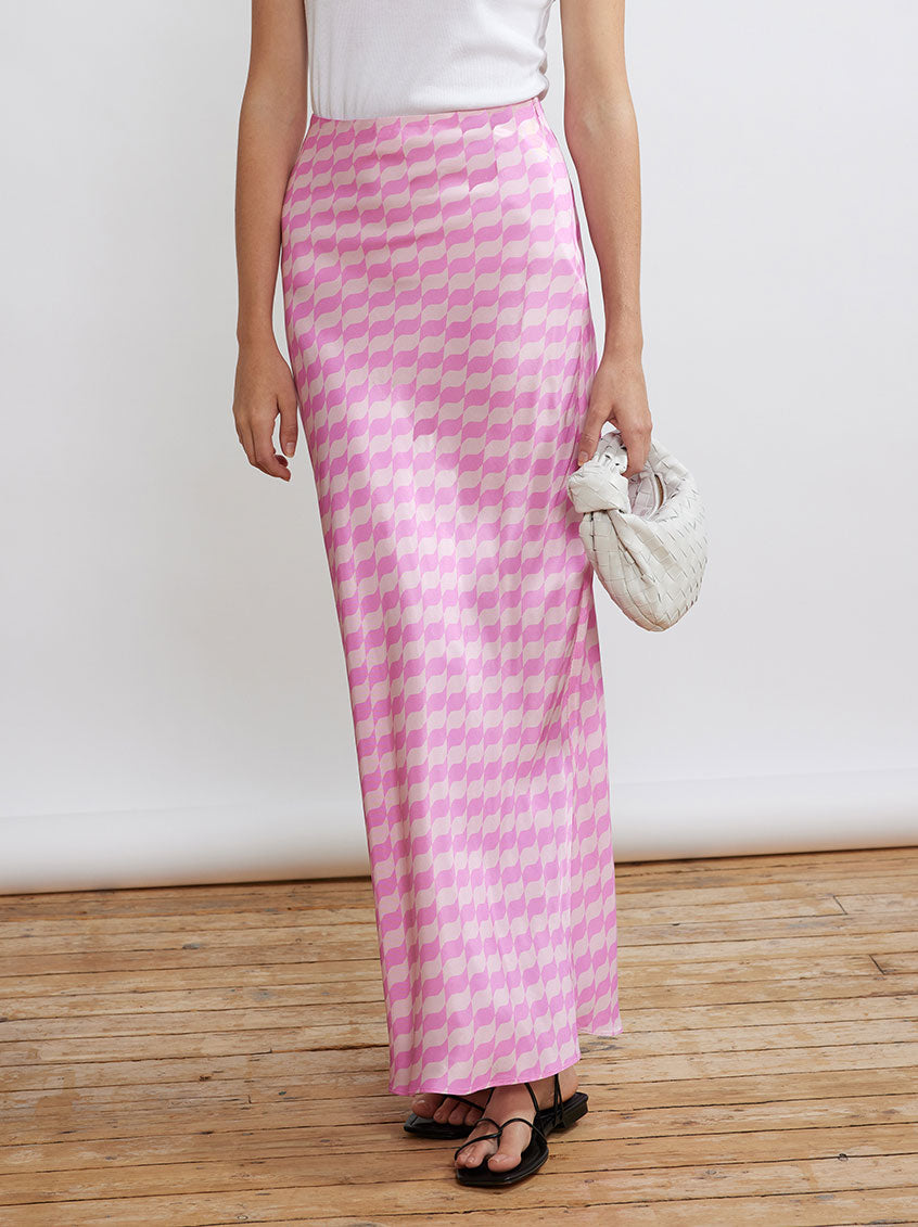 Layla Pink Wavy Tile Skirt By KITRI Studio