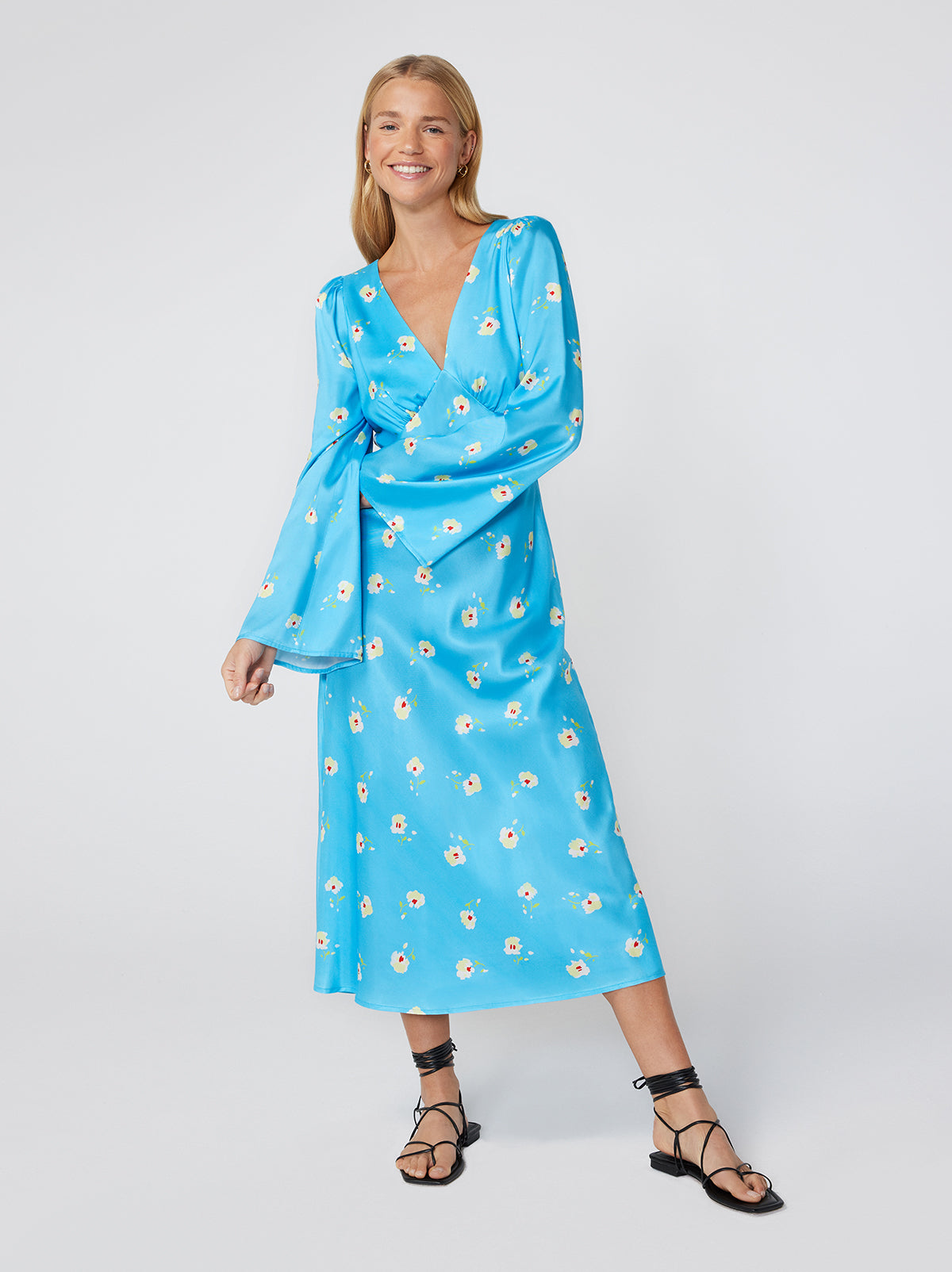 Libby Blue Pansy Print Dress By KITRI Studio
