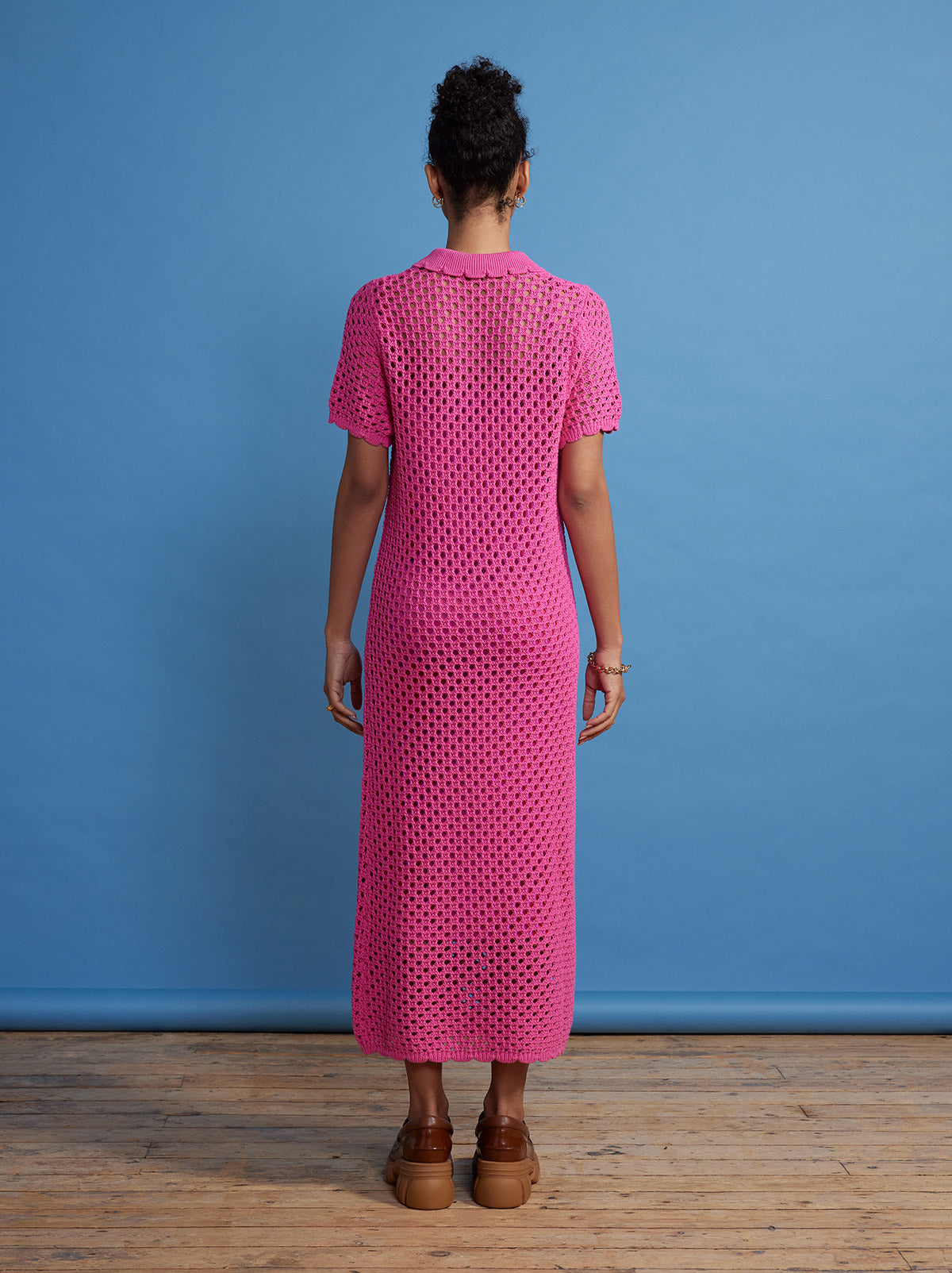 Lillia Pink Crochet Polo Dress By KITRI Studio