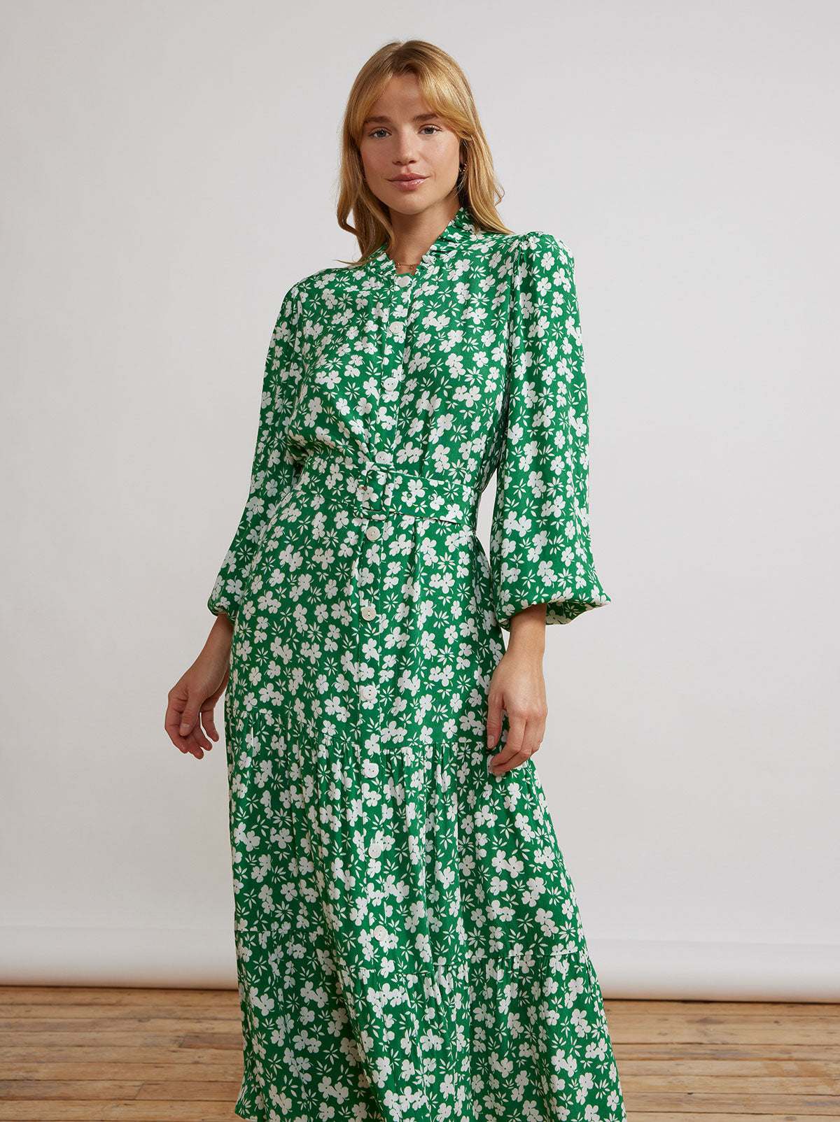Lori Green Floral Shirt Dress By KITRI Studio