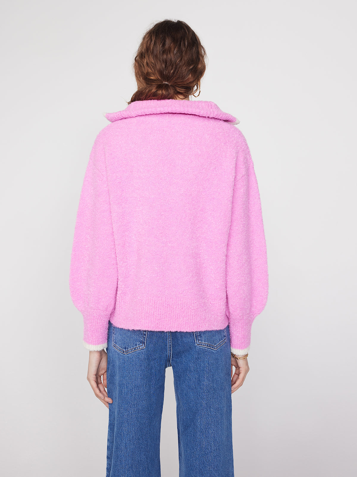 Lorna Pink Alpaca Blend Boulce Zip Up Sweater By KITRI Studio