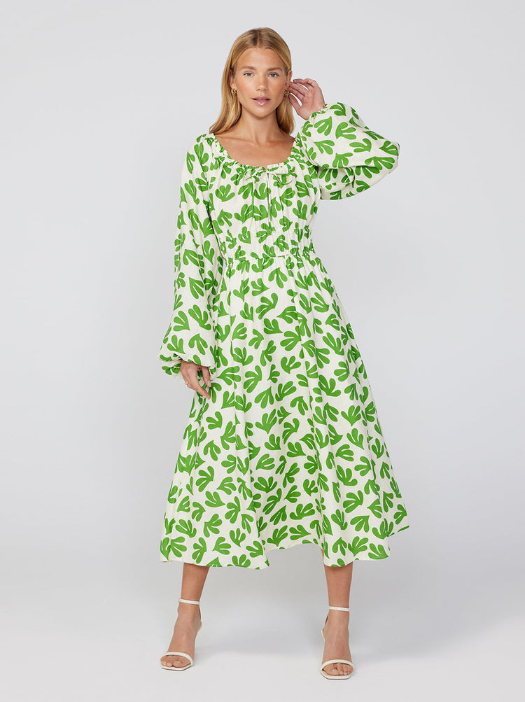 Luella Leaf Print Midi Dress By KITRI Studio