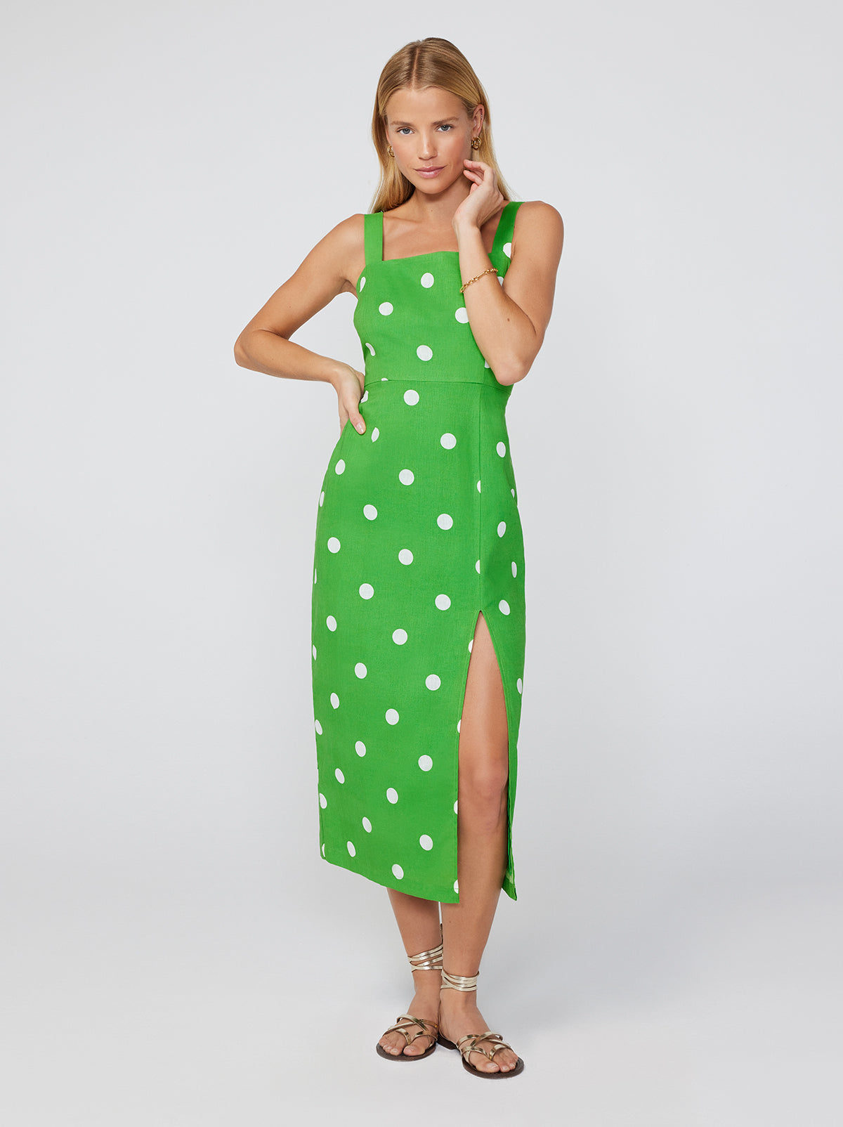 Mara Green Polka Dot Midi Dress By KITRI Studio