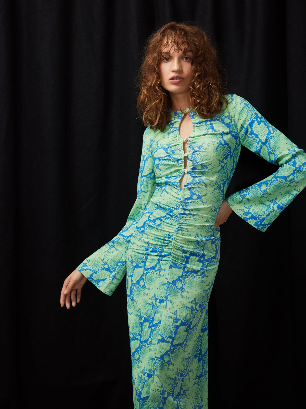 Marlena Blue Snake Print Dress By KITRI Studio