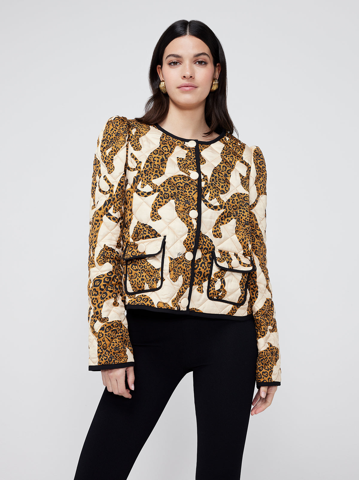 Maude Leopards Print Quilted Jacket By KITRI Studio