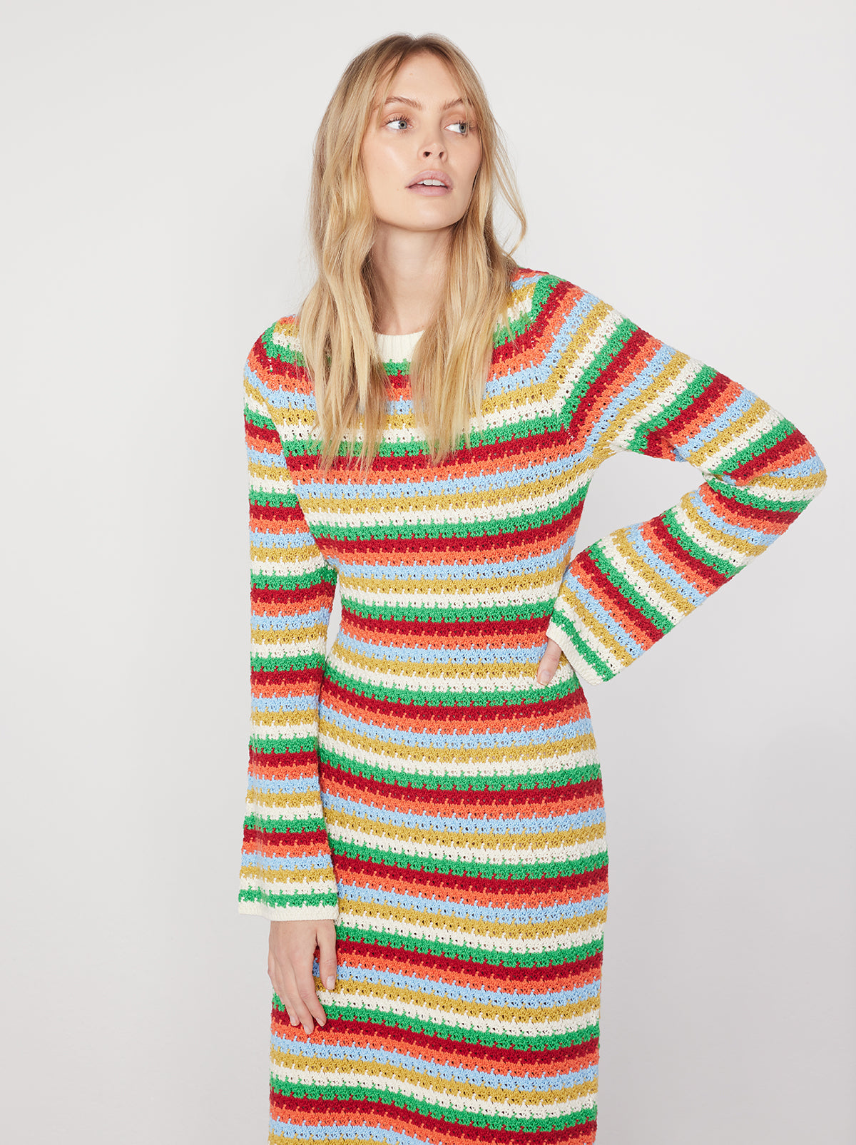 Nadine Blue Multi Crochet Knit Dress By KITRI Studio