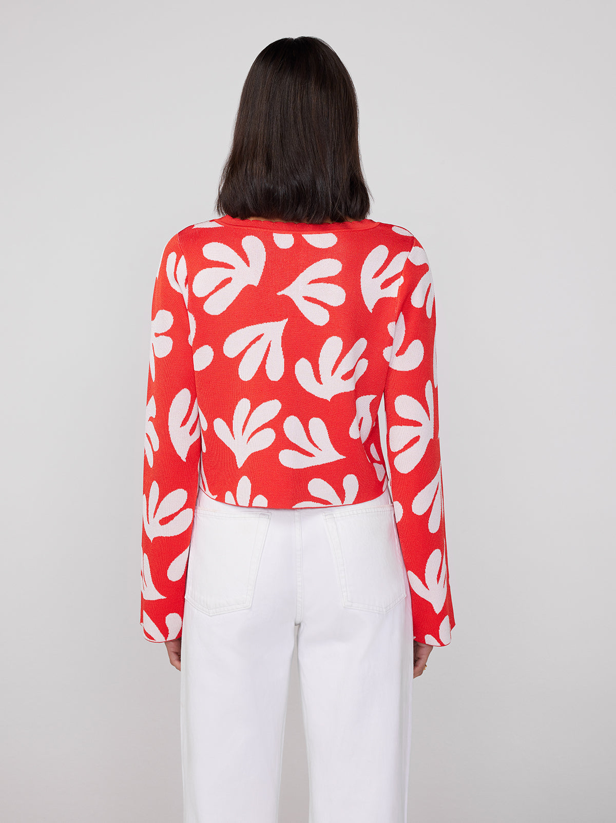 Oriana Red Leaf Knit Cardigan By KITRI Studio