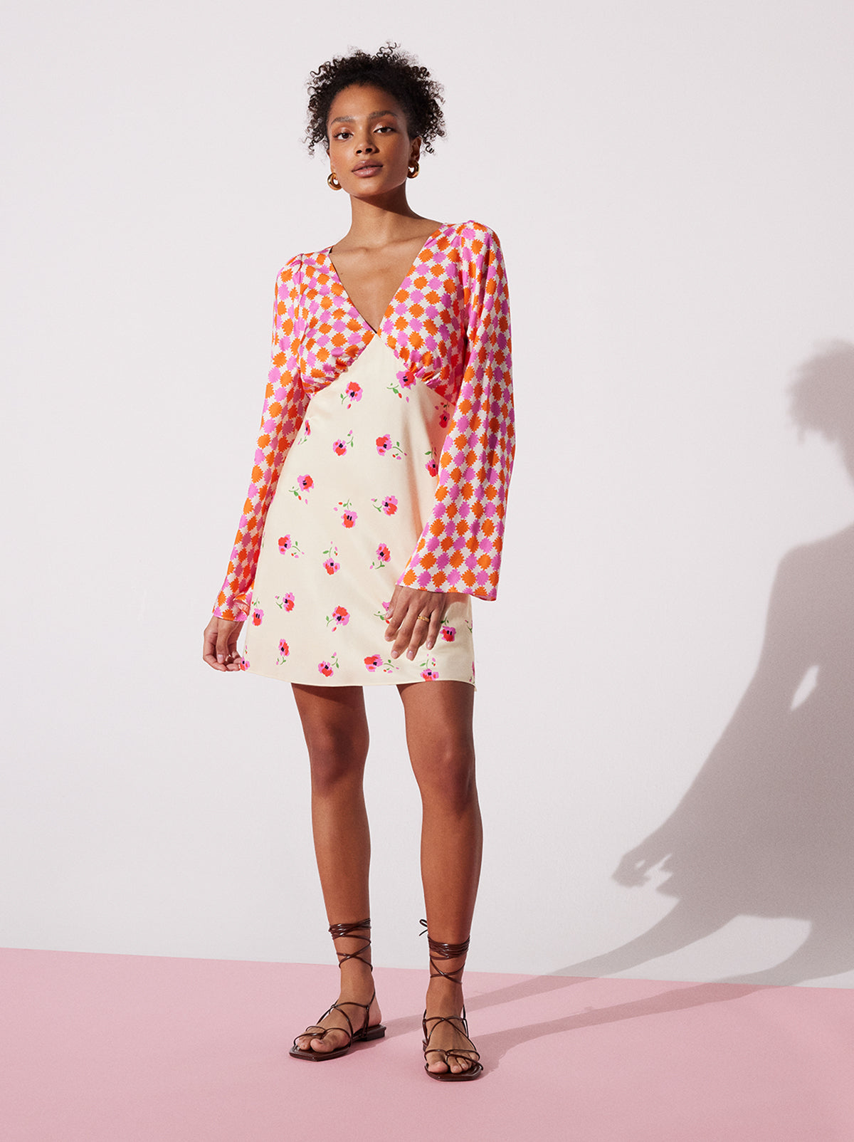 Rosalie Mixed Print Mini Dress By KITRI Studio