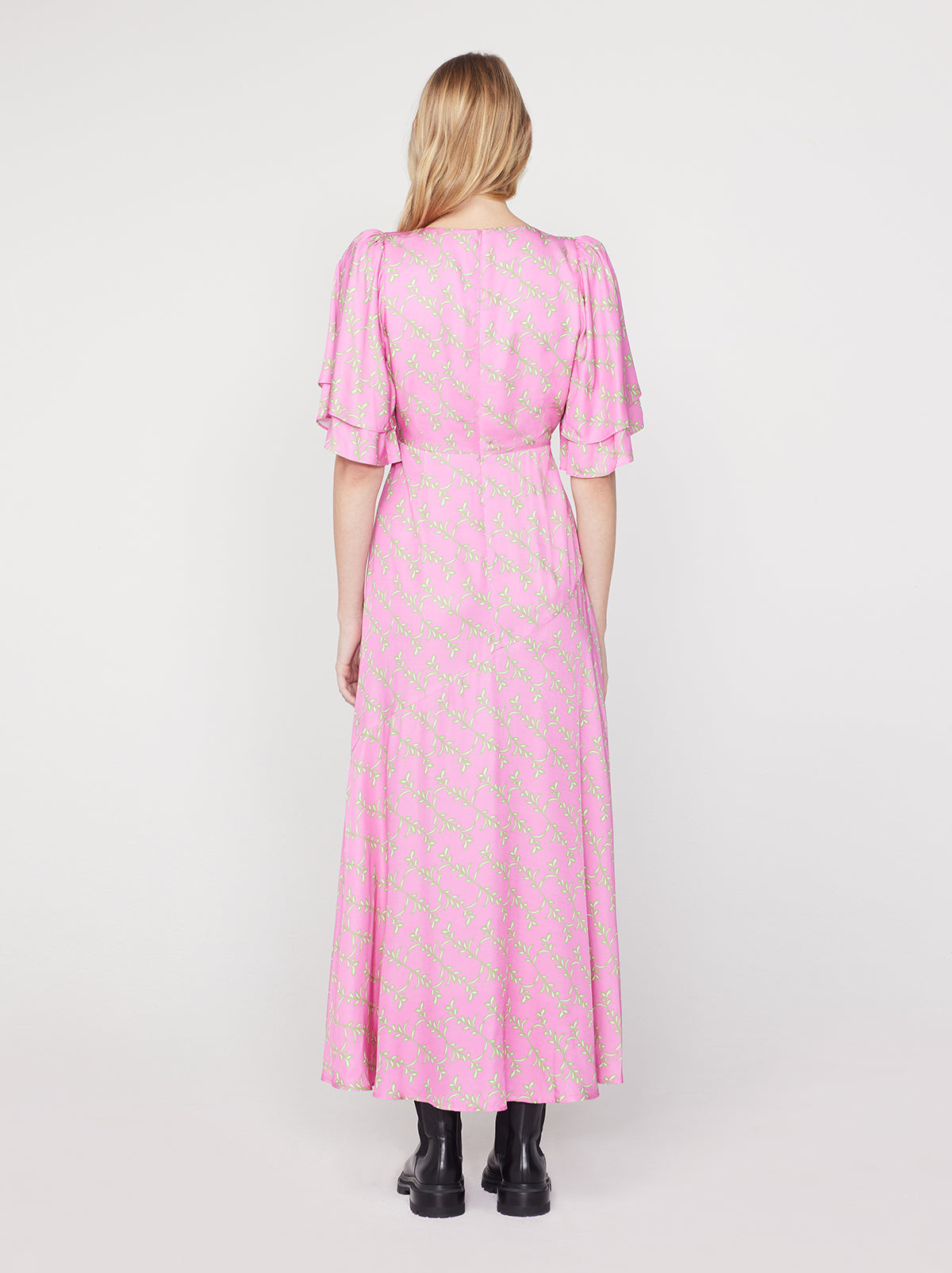 Tallulah Pink Foliage Print Maxi Dress By KITRI Studio