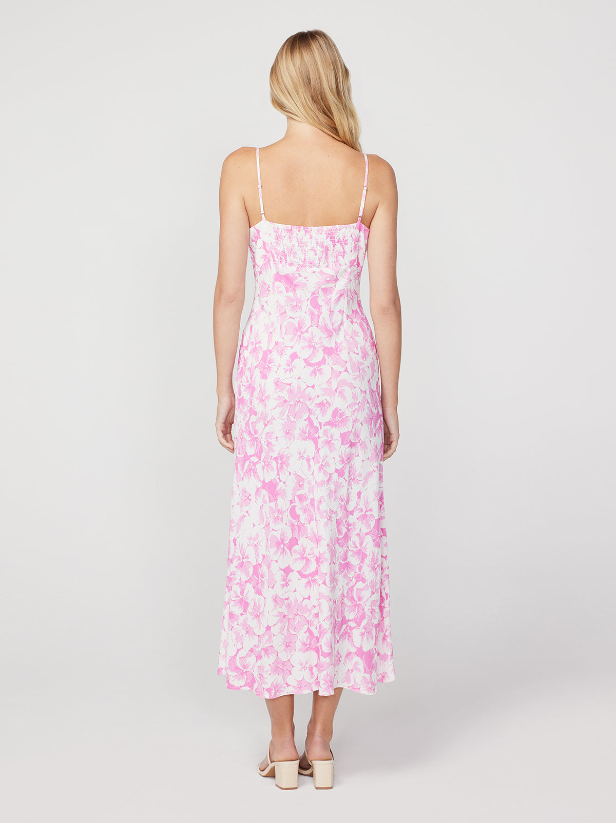 Velma Pink Pansy Print Midi Dress By KITRI Studio