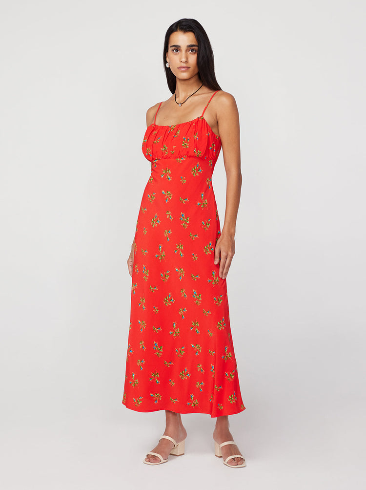 Velma Red Rosebud Midi Dress By KITRI Studio