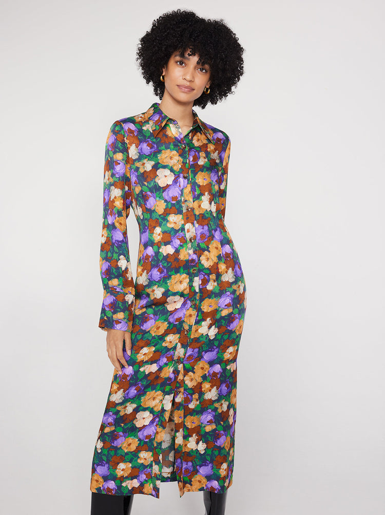 Wanda Iris Impressionist Floral Shirt Dress By KITRI Studio