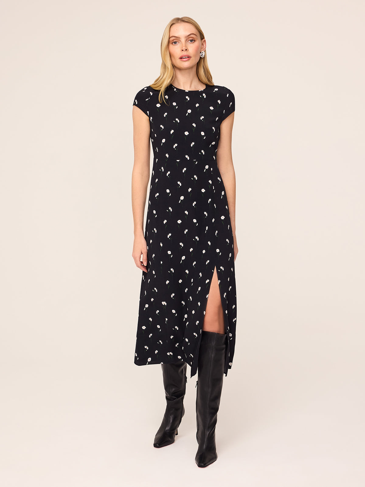 Suzie Black Poppy Print Midi Dress