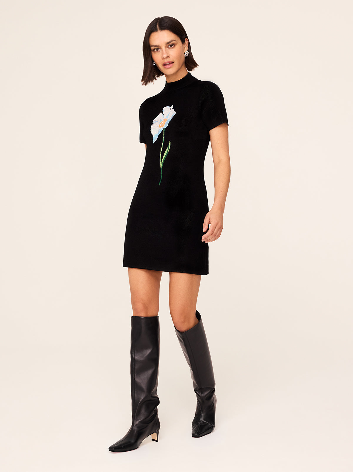 Jamie Black Poppy Knit Mini Dress