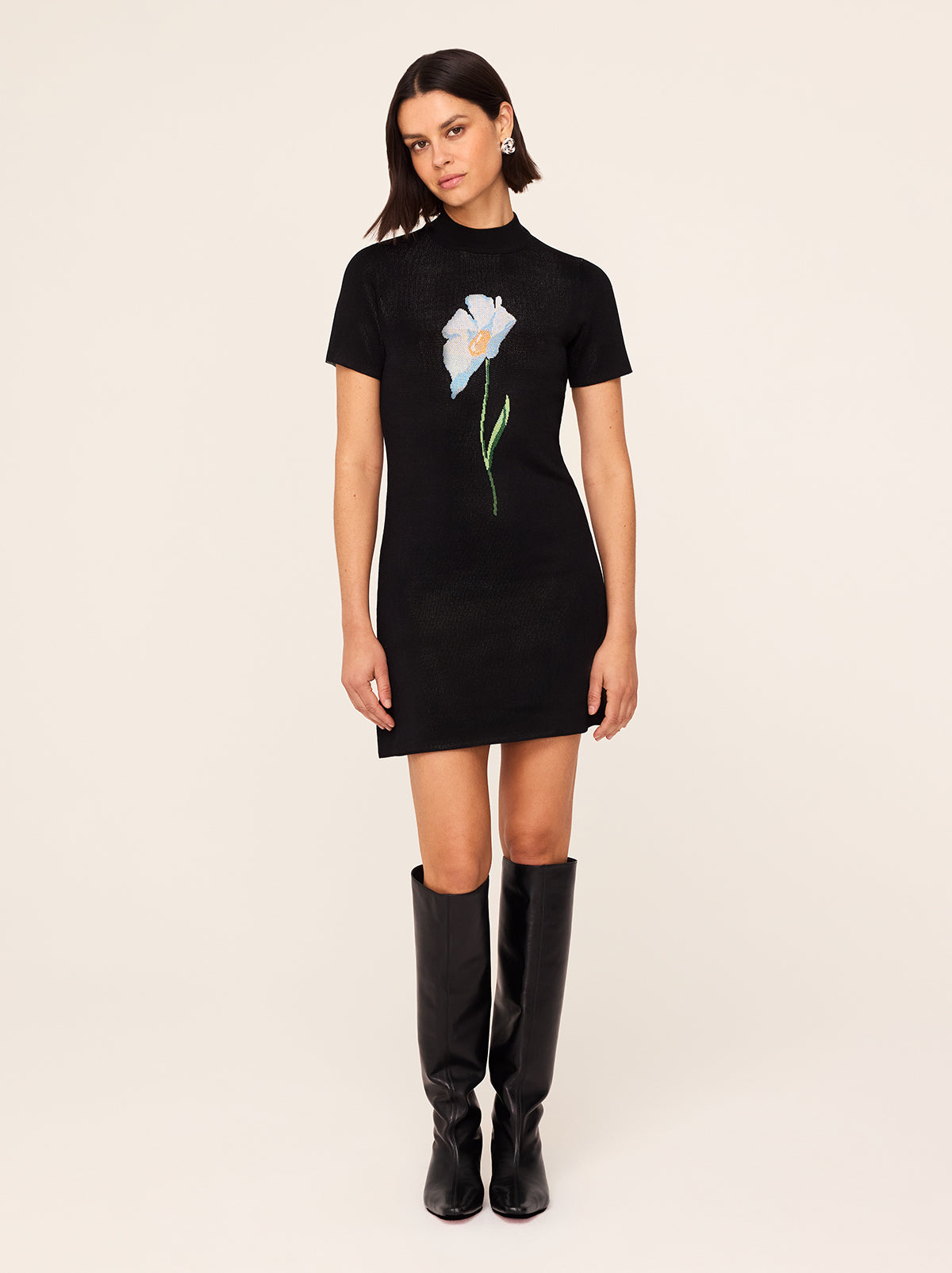 Jamie Black Poppy Knit Mini Dress