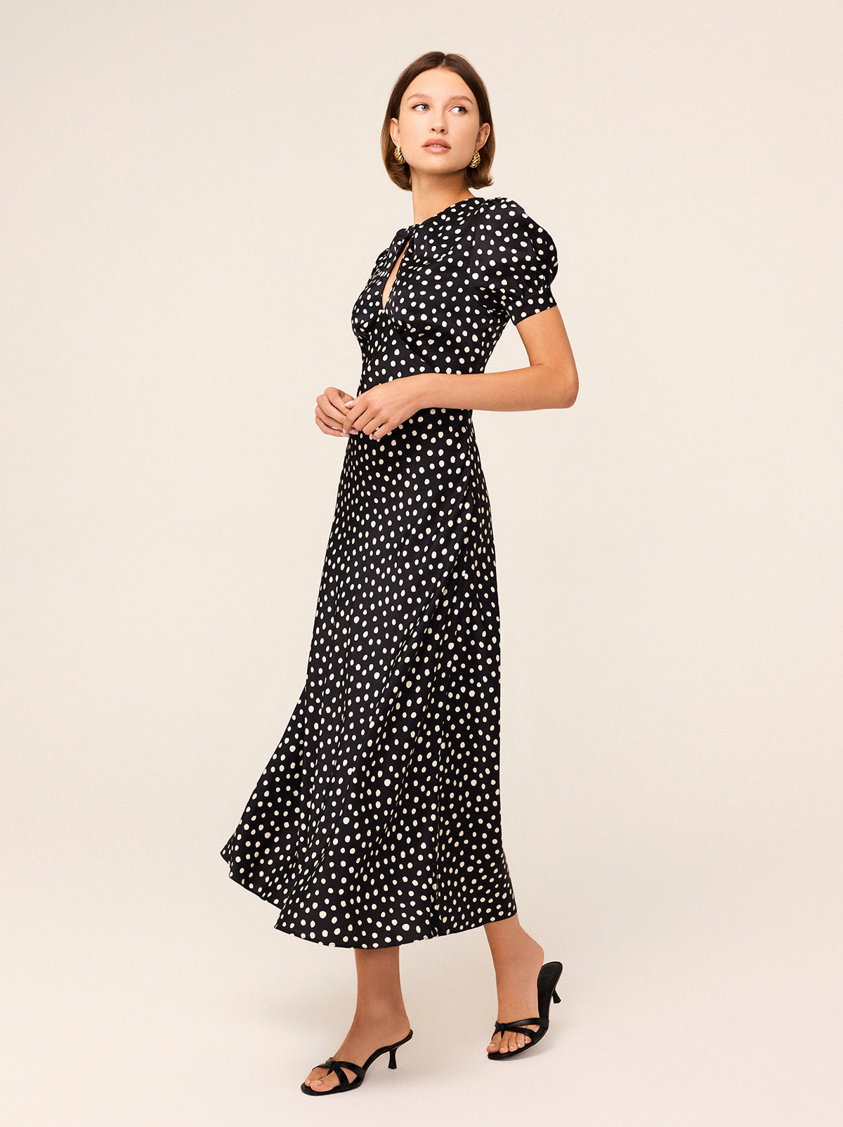 Gwendolyn Black Polka Dot Print Dress