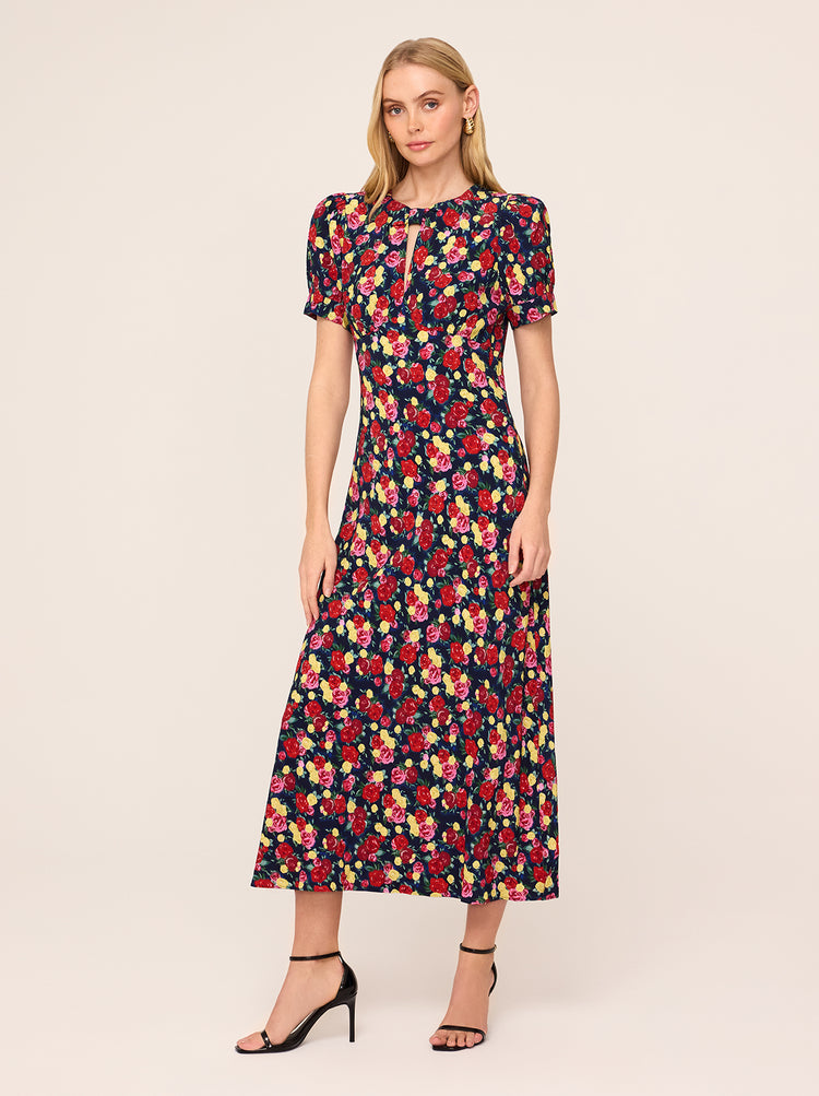 Gwendolyn Painted Floral Print Dress