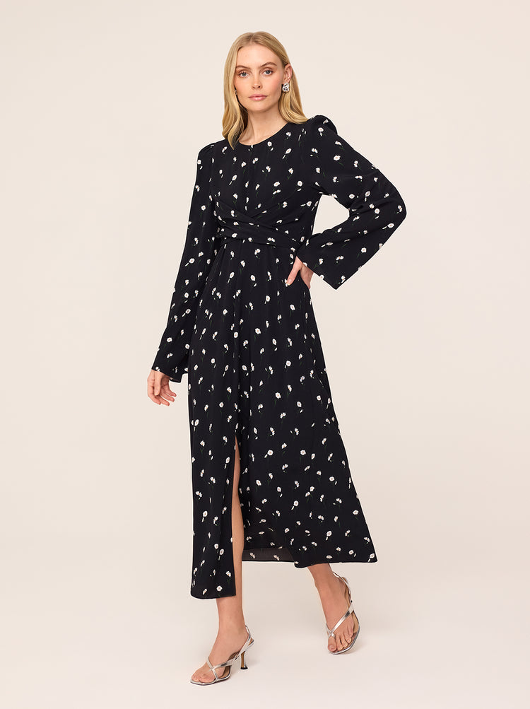 Catarina Black Poppy Print Dress