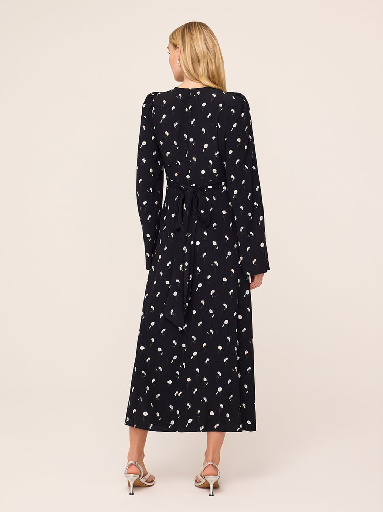 Catarina Black Poppy Print Dress