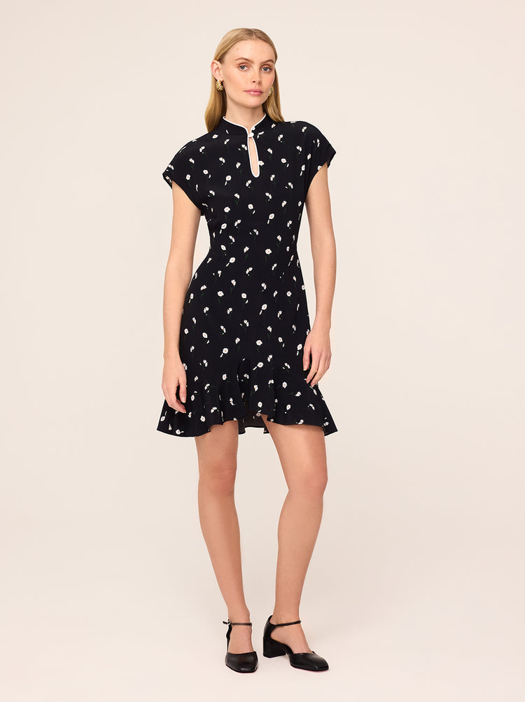 Pamela Black Poppy Print Mini Dress