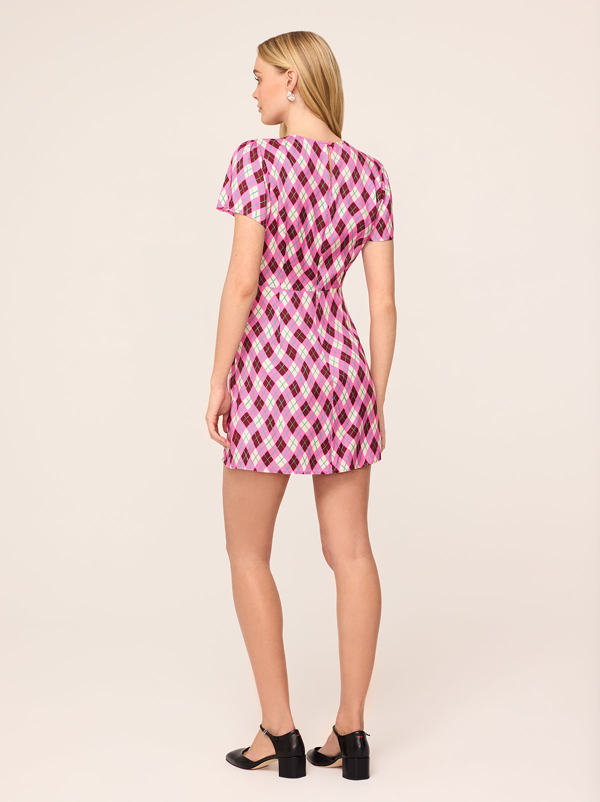 Riley Pink Argyle Print Mini Dress