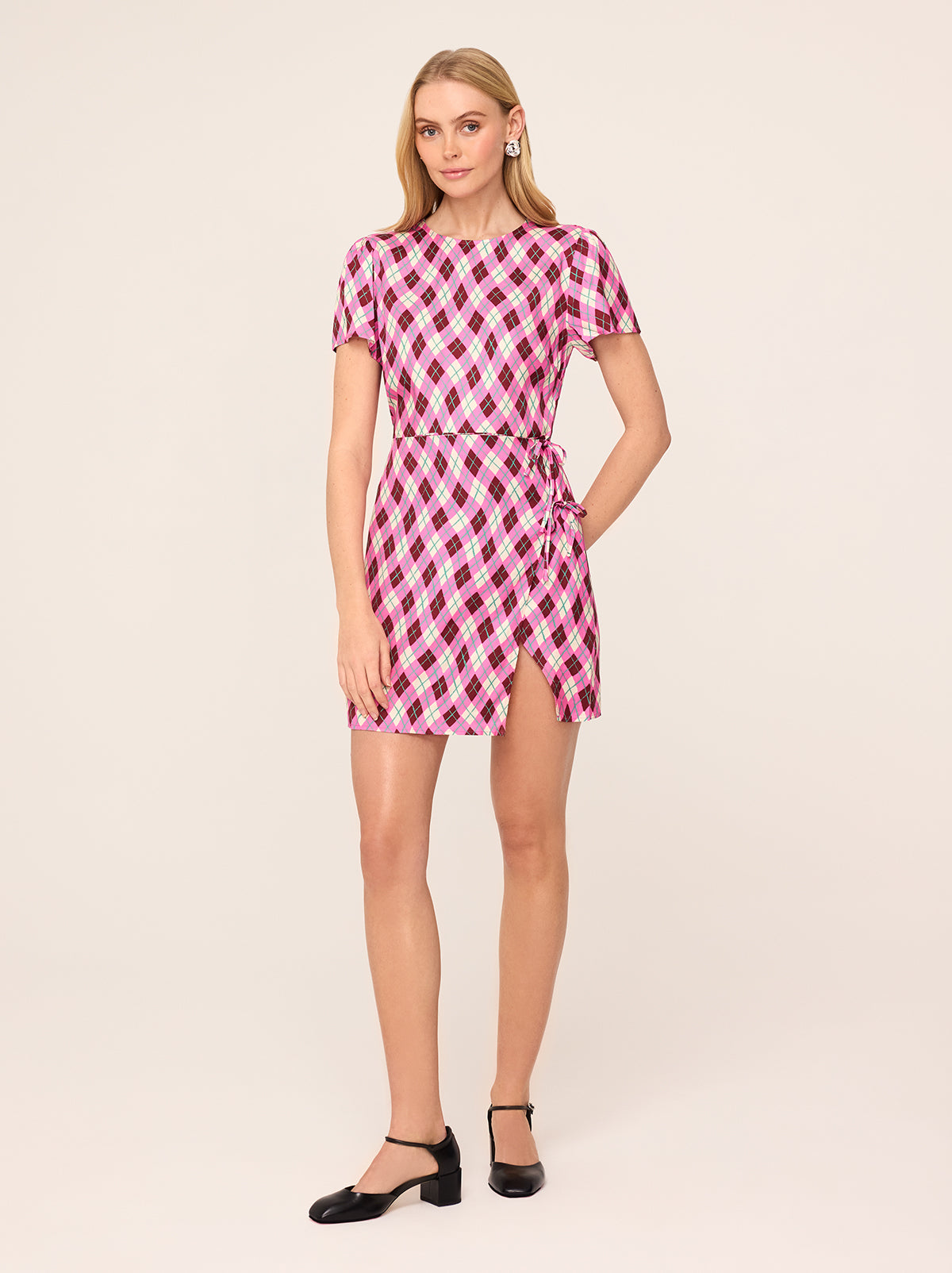 Riley Pink Argyle Print Mini Dress