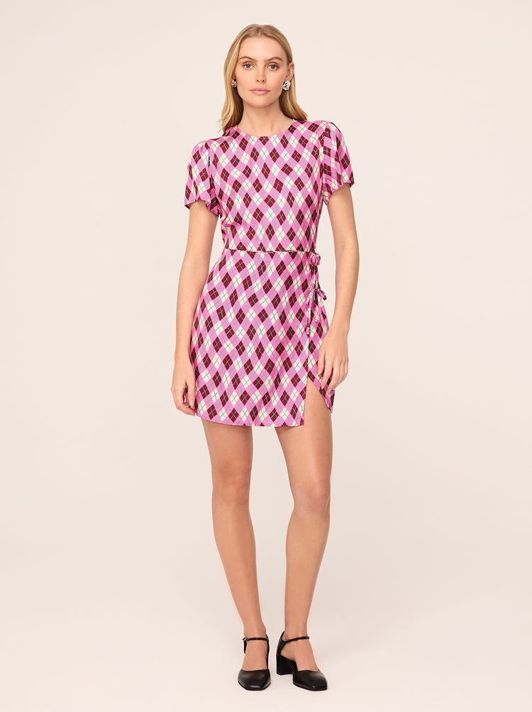 Riley Pink Argyle Print Mini Dress