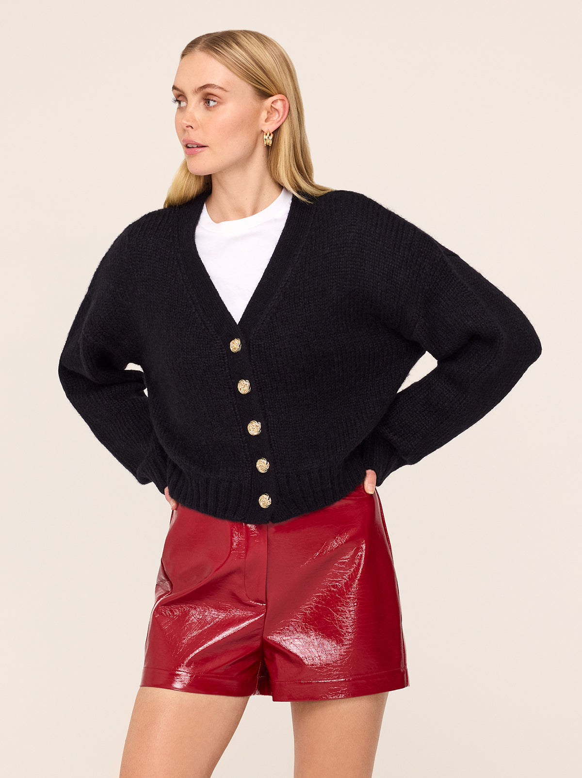 Kim Red Vinyl Shorts
