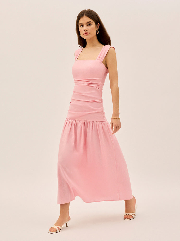 Reese Pink Cotton Linen Dress