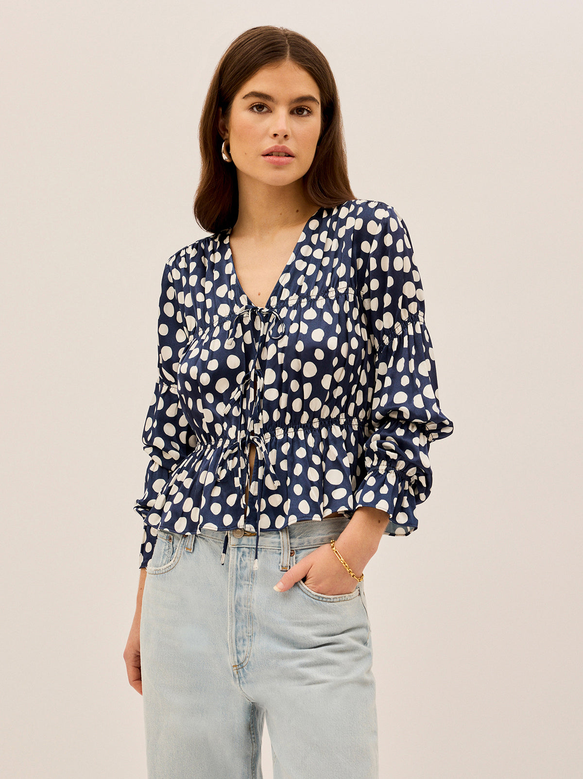 polka dot satin top