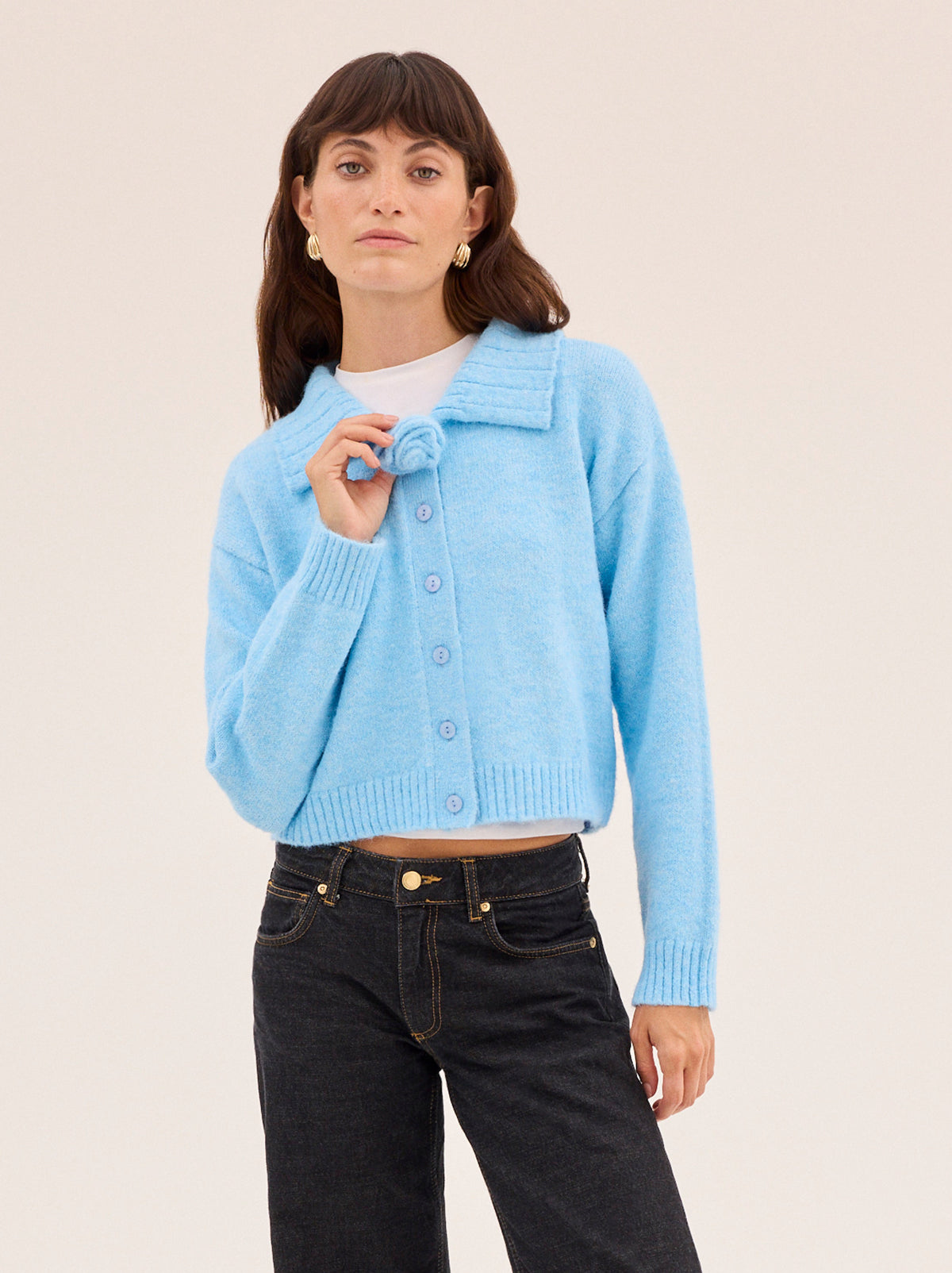 Abigail Blue Knit Cardigan | KITRI Studio